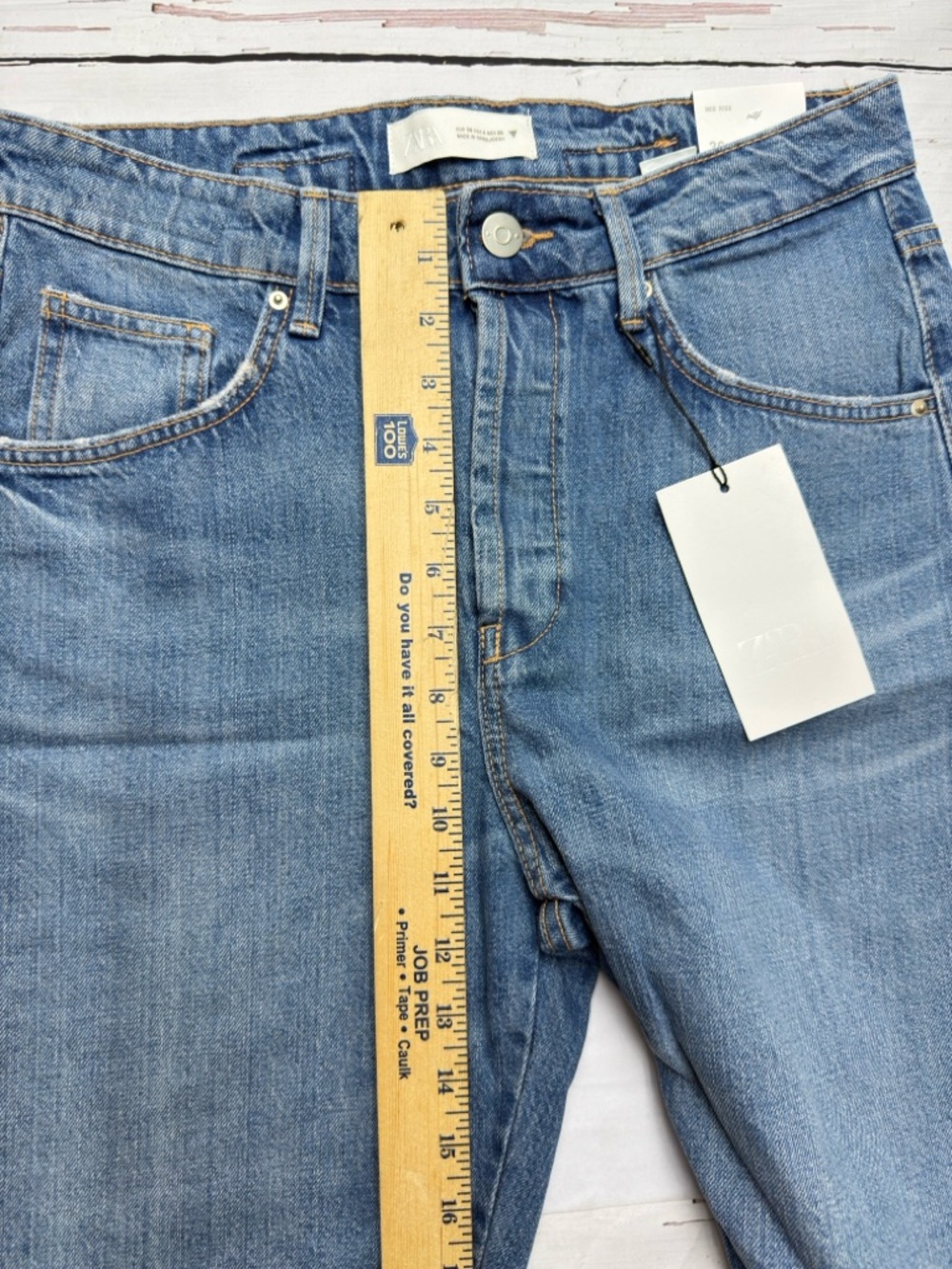Zara Raw Hem Cinch Back Denim Bermuda Shorts Blue 4 Jorts - Picture 5 of 11